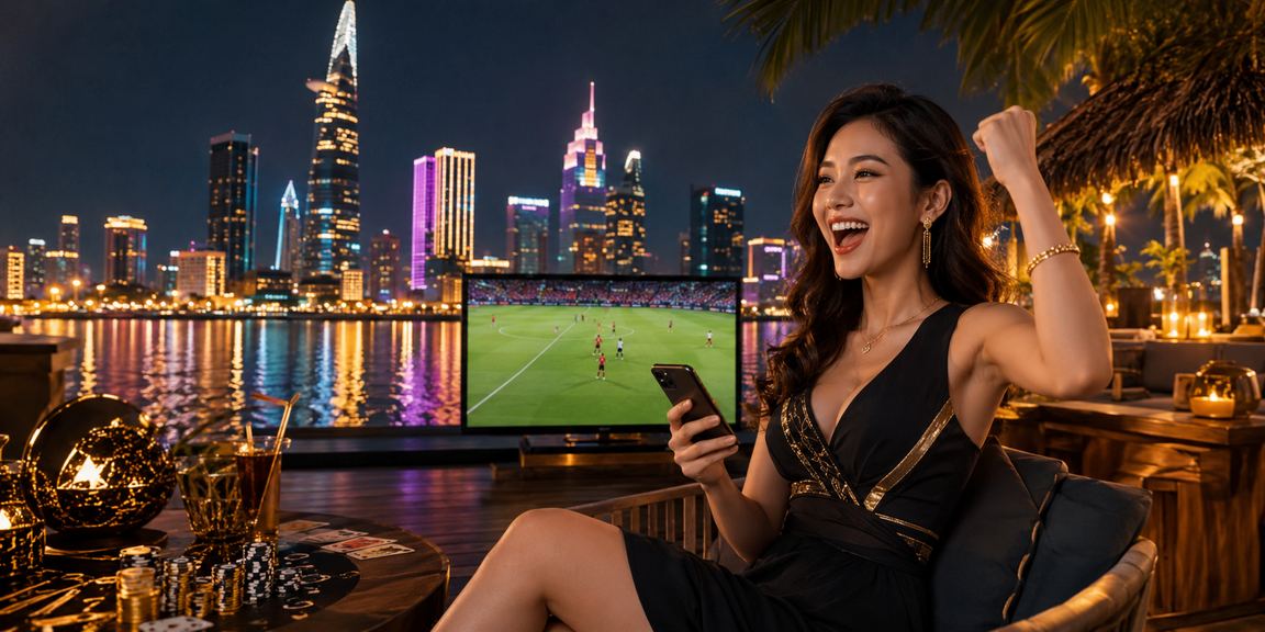Ánh đèn neon tại TP Hồ Chí Minh gợi nhớ không khí hồi hộp chờ kết quả xổ số buổi tối